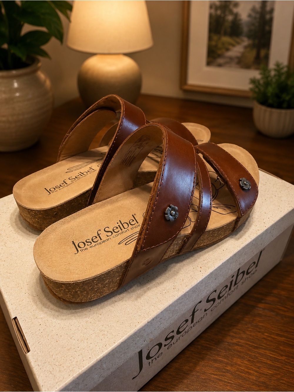 Josef Seibel Brown Leather Slide Sandals – EU 36 / US Women’s 6 – New in Box